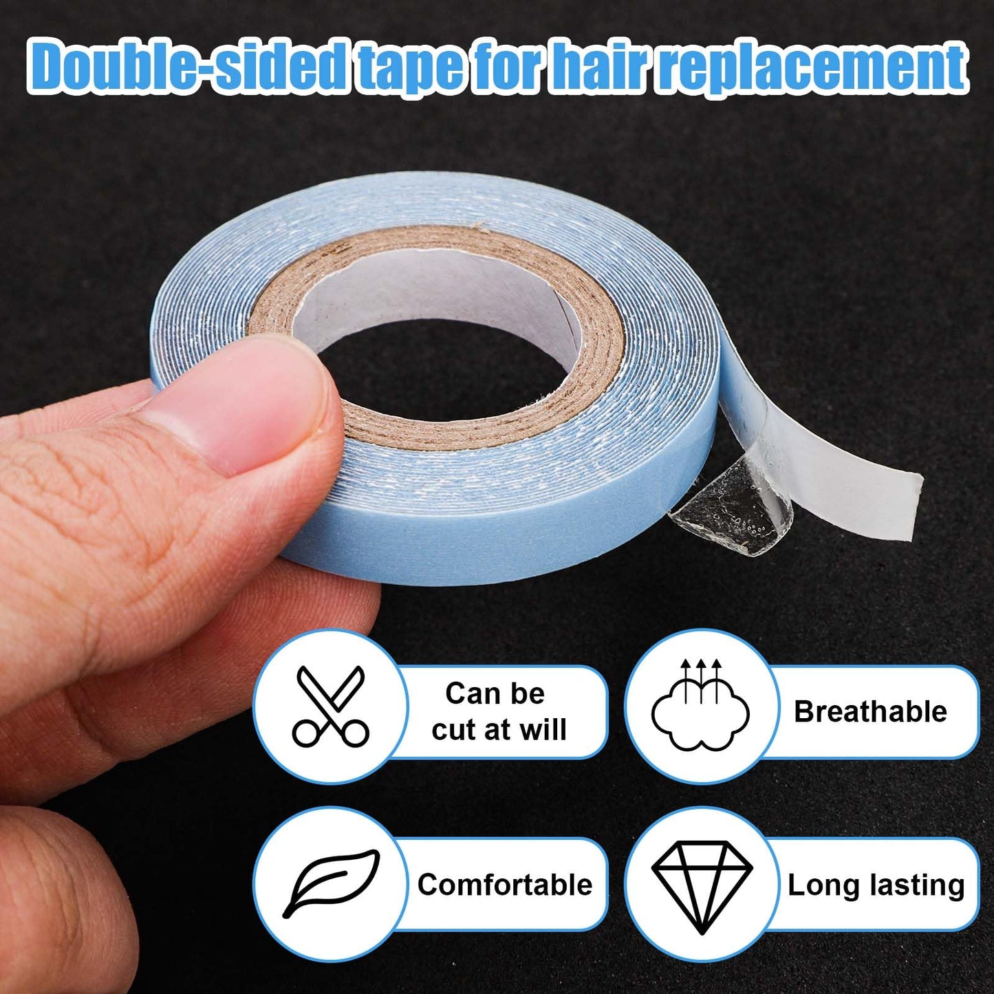 2 Rolls Hair Extension Tape, 9.84 Feet Hair Wig Tape Double Sided Adhesive Tape for Hair Extensions Hair Extension Strips Tabs Beauty Tools Hairstyling Essentials for Girls Women