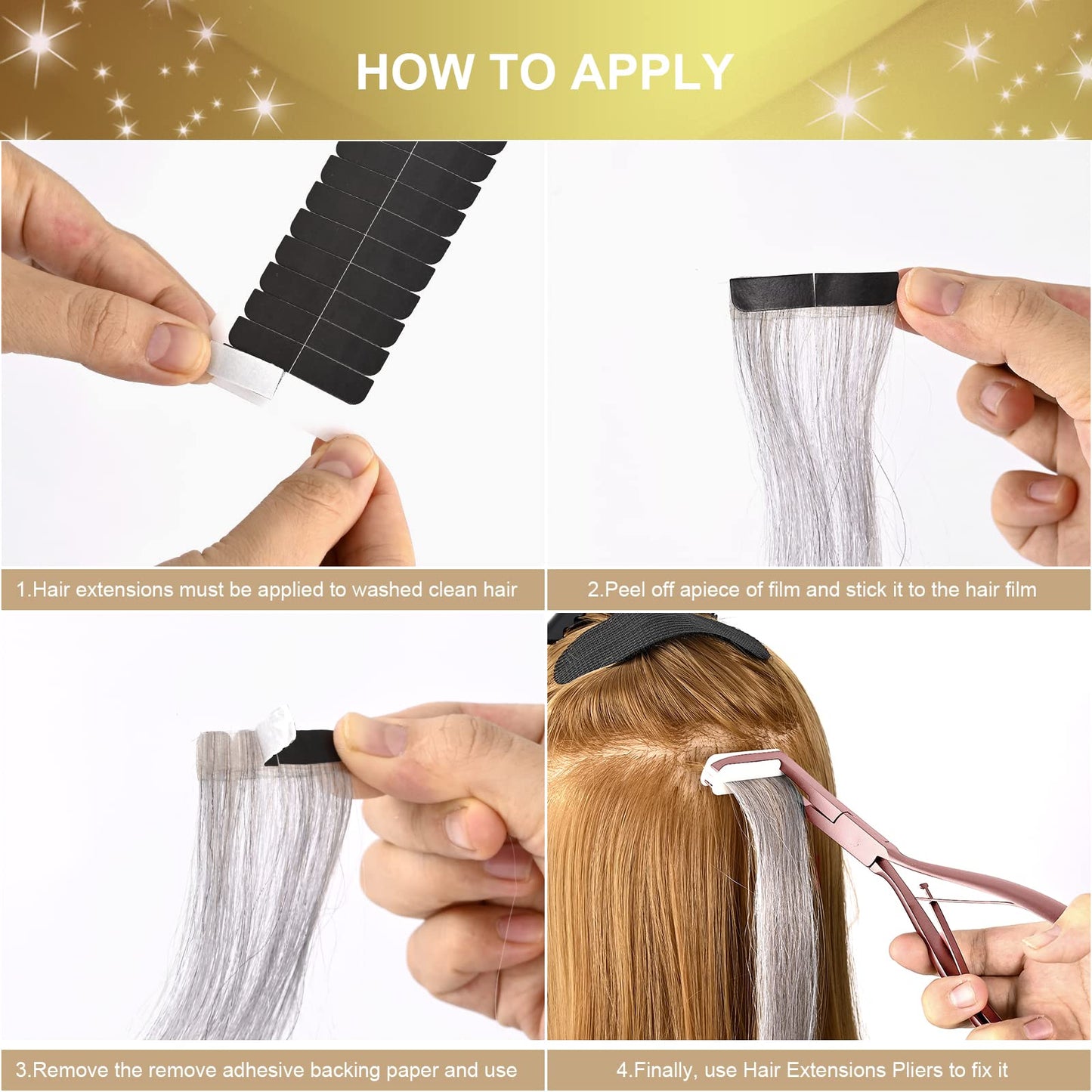 EHDIS Hair Extension Tool Tape in Hair Extensions Plier Stainless Steel Flat Surface Extensions Tape Sealing Clamp Pliers Tool (Multi)