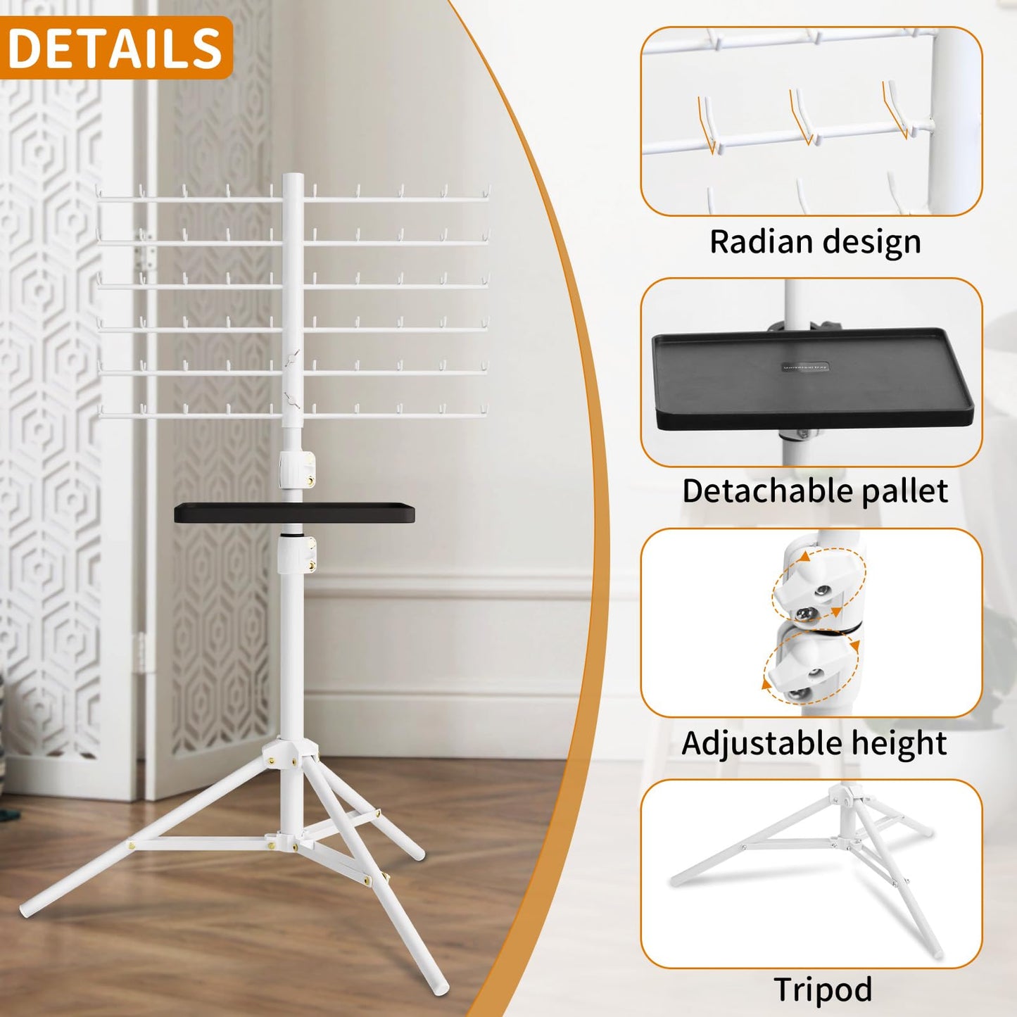 120-Peg Braiding Hair Rack Standing, with Salon Tray Hair Extension Holder Hanger, Hair Divider Rack for Braiding Hair Separator Stand, Hair Braiding Rack Display Stand for Hairstylist Braiders, Pink