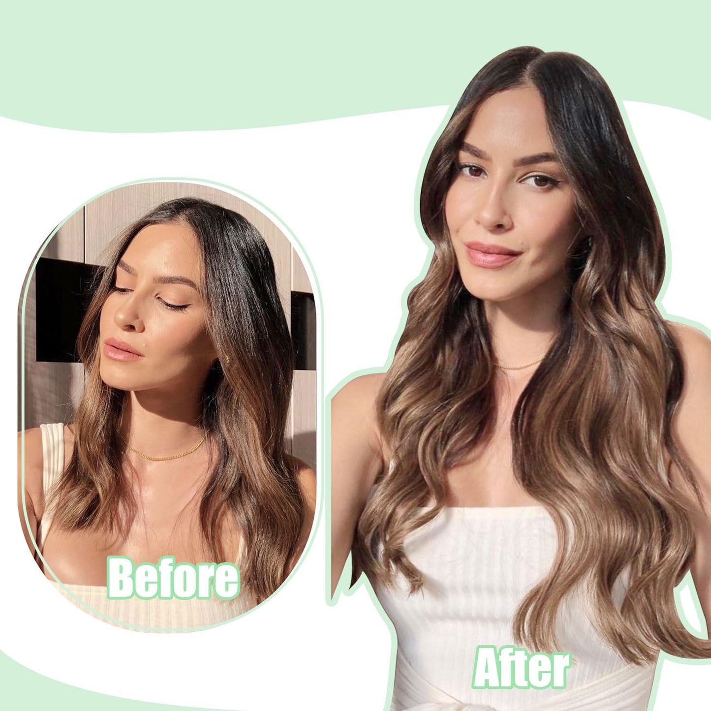 U Tip Hair Extensions Real Human Hair 50 Strands 50g 20inch Balayage Ombre Walnut Brown to Ash Brown and Blonde Pre Bonded Hair Extensions Nail U Tip Hair Extensions #3/8/22 20inch