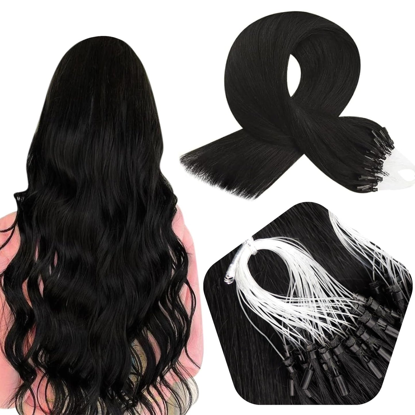 Full Shine Cold Fusion Prebonded Human Hair Extensions with Microbeads Color 18 Ash Blonde Highlighted 613 Blonde Micro Link Straight Hair 22 Inch Natural Hair Extensions for Women 50 Strands