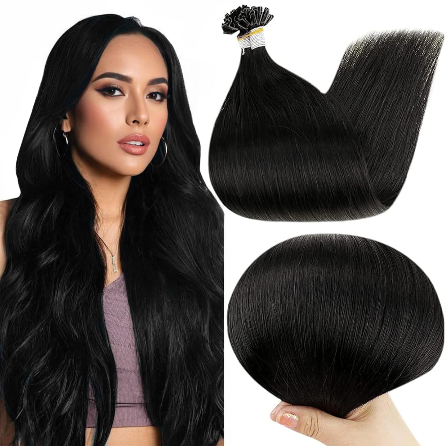Full Shine Cold Fusion Prebonded Human Hair Extensions with Microbeads Color 18 Ash Blonde Highlighted 613 Blonde Micro Link Straight Hair 22 Inch Natural Hair Extensions for Women 50 Strands