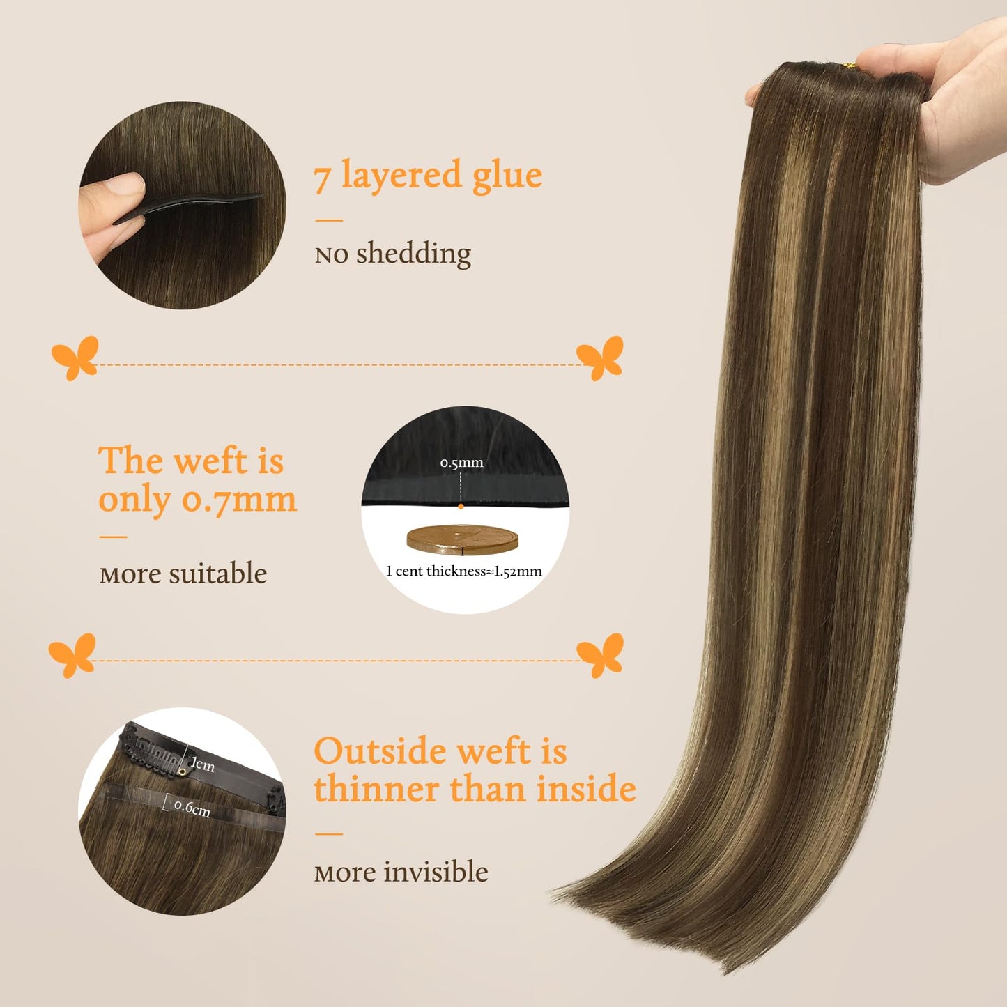 DOORES Seamless Clip in Hair Extensions Real Human Hair, Jet Black 150g 7pcs 20 Inch, Hair Extensions Clip in Human Hair Extensions Clip ins with Thin Weft Thick Straight Hair