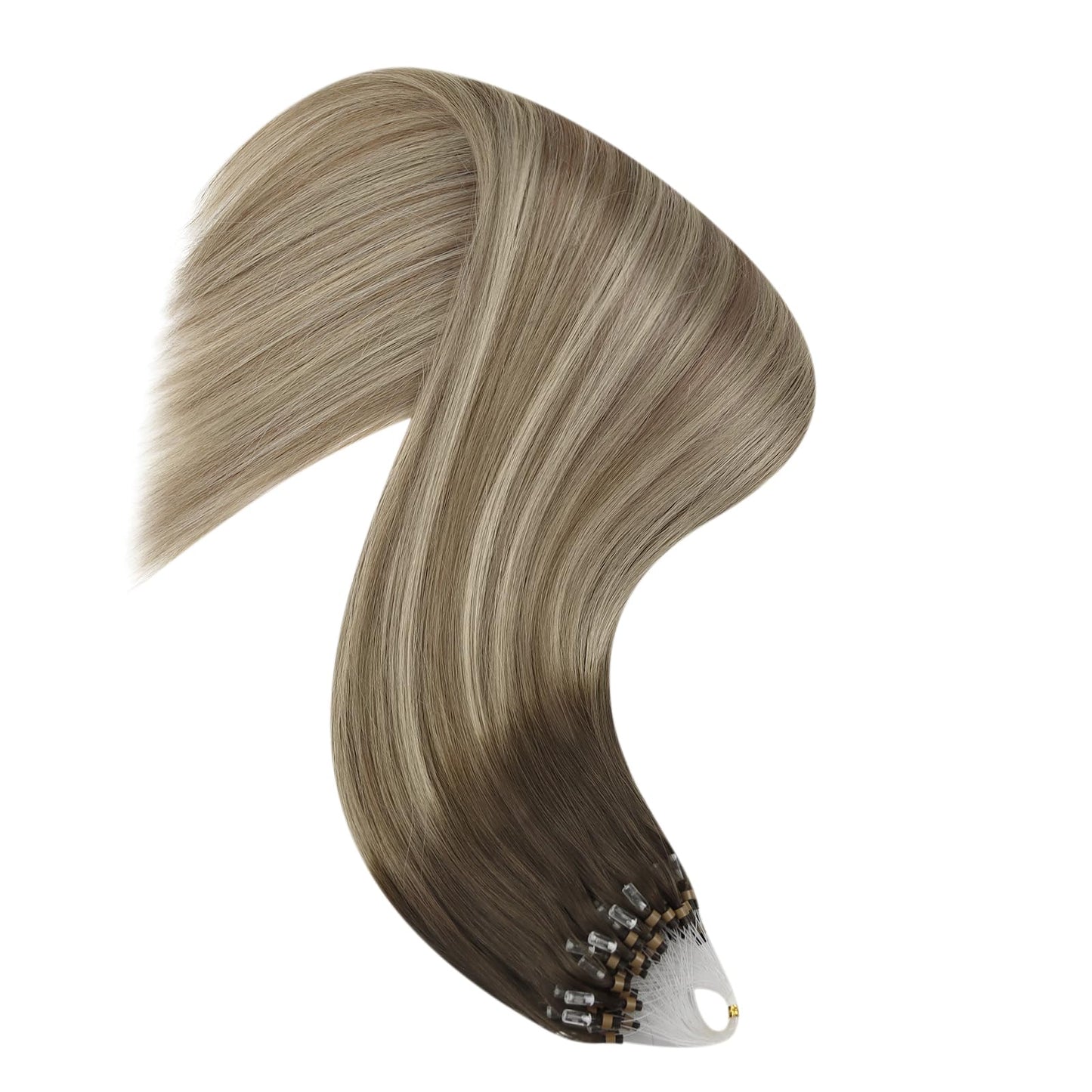 REMY premium Micro Link Hair Extensions Highlight Micro Loop Hair Extensions Real Human Hair Light Brown Highlights Blonde Micro Extensions Real Human Hair Add Hair Volume 18 Inch 50s/50g