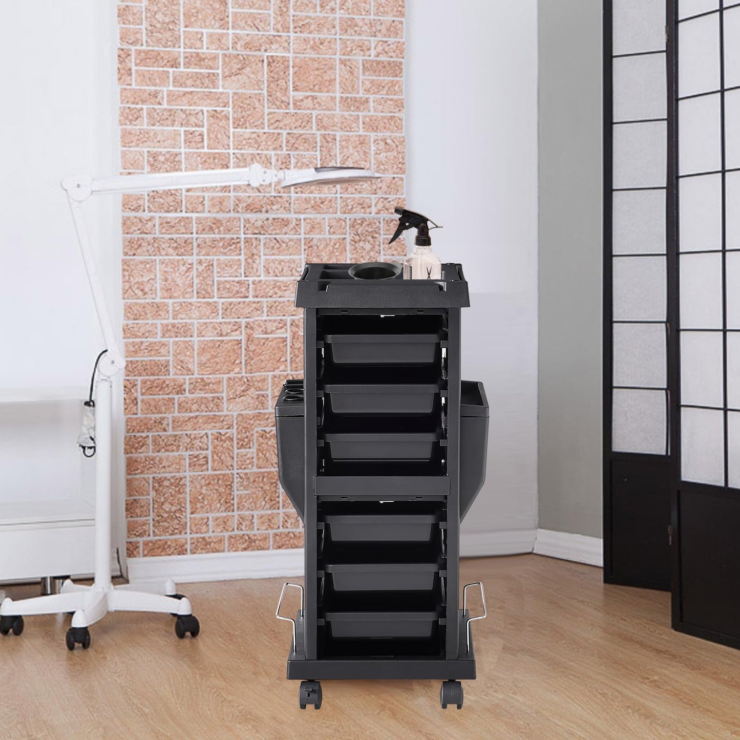 VEVOR Ultimate Salon Trolley Cart, Lockable Beauty Salon Cart for Stylist with 6 Removable Drawers & Tool Holder, Plastic Hairdressing Rolling Cart with Lockable Wheels for Beauty SPA Barber