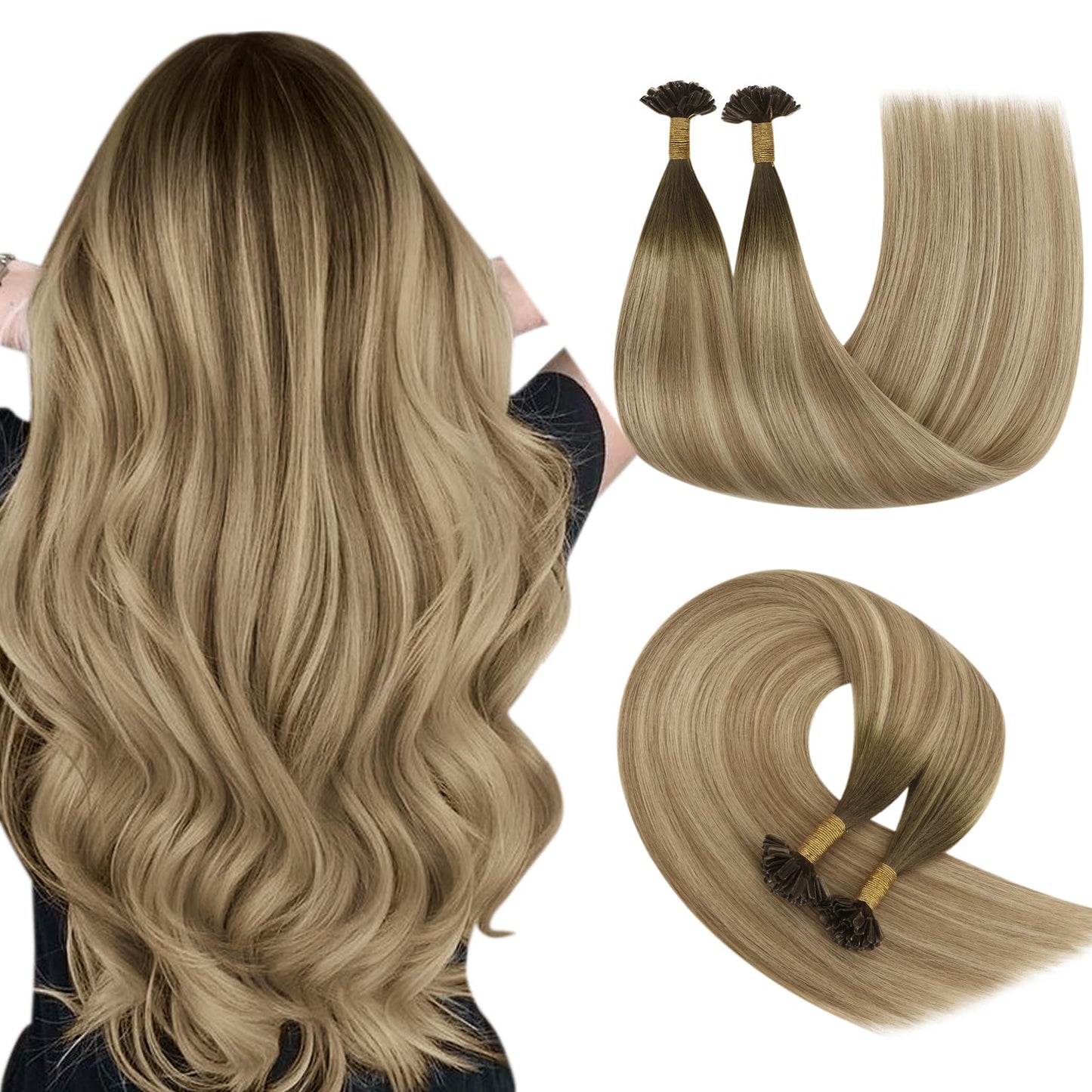 REMY premium Micro Link Hair Extensions Highlight Micro Loop Hair Extensions Real Human Hair Light Brown Highlights Blonde Micro Extensions Real Human Hair Add Hair Volume 18 Inch 50s/50g