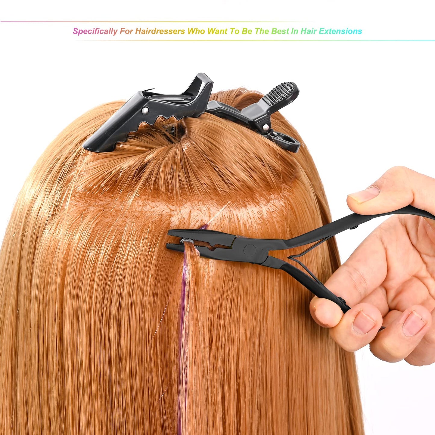 EHDIS Tape in Hair Extensions Pliers Stainless Steel Flat Surface Extensions Tape Sealing Clamp Pliers Tool (Type A)