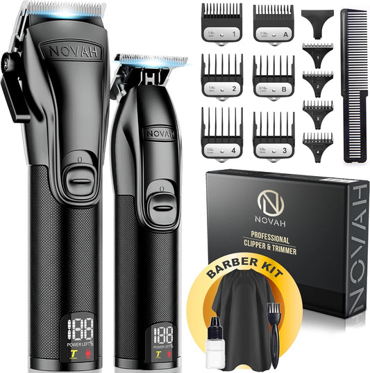 Novah® Professional Hair Clippers for Men, Professional Barber Clippers and Trimmer Set, Mens Cordless Hair Clippers for Barbers Haircut Fading Kit Fade