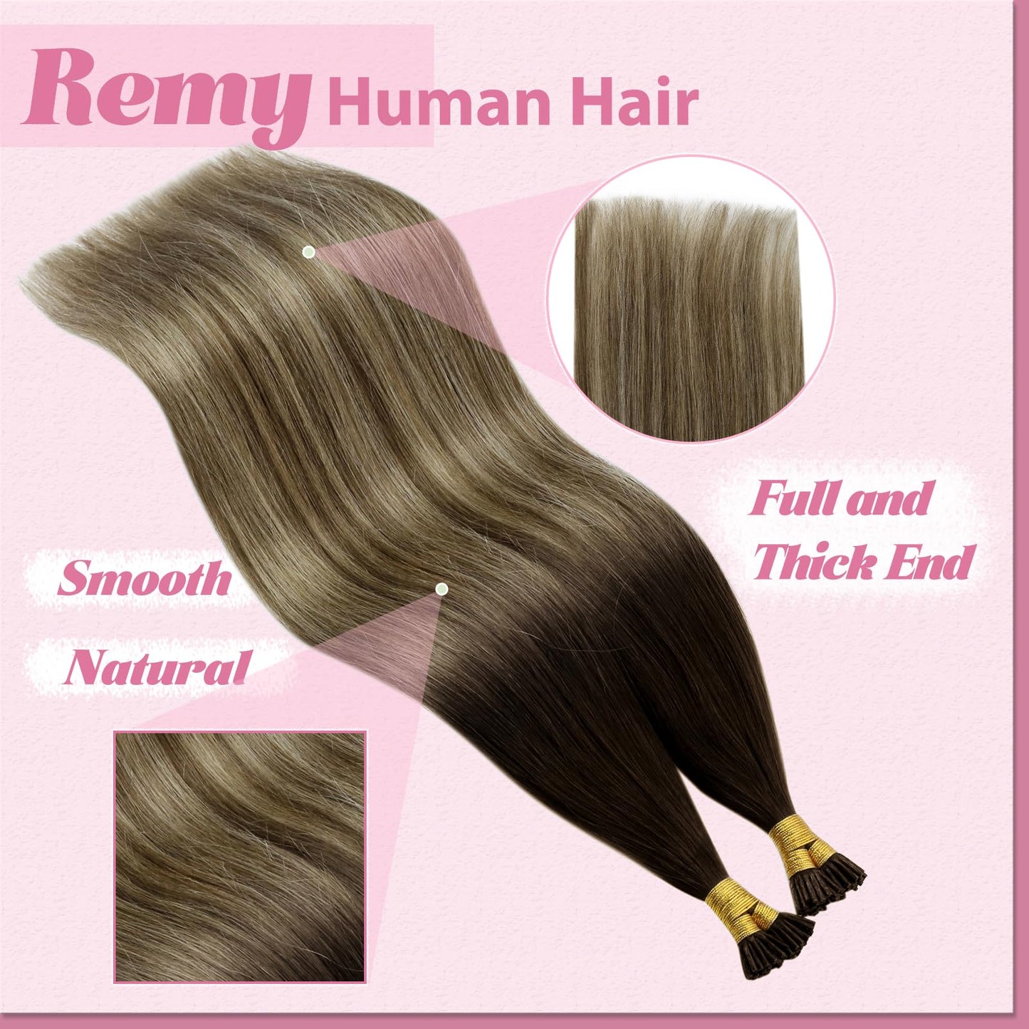 REMY premium Micro Link Hair Extensions Highlight Micro Loop Hair Extensions Real Human Hair Light Brown Highlights Blonde Micro Extensions Real Human Hair Add Hair Volume 18 Inch 50s/50g