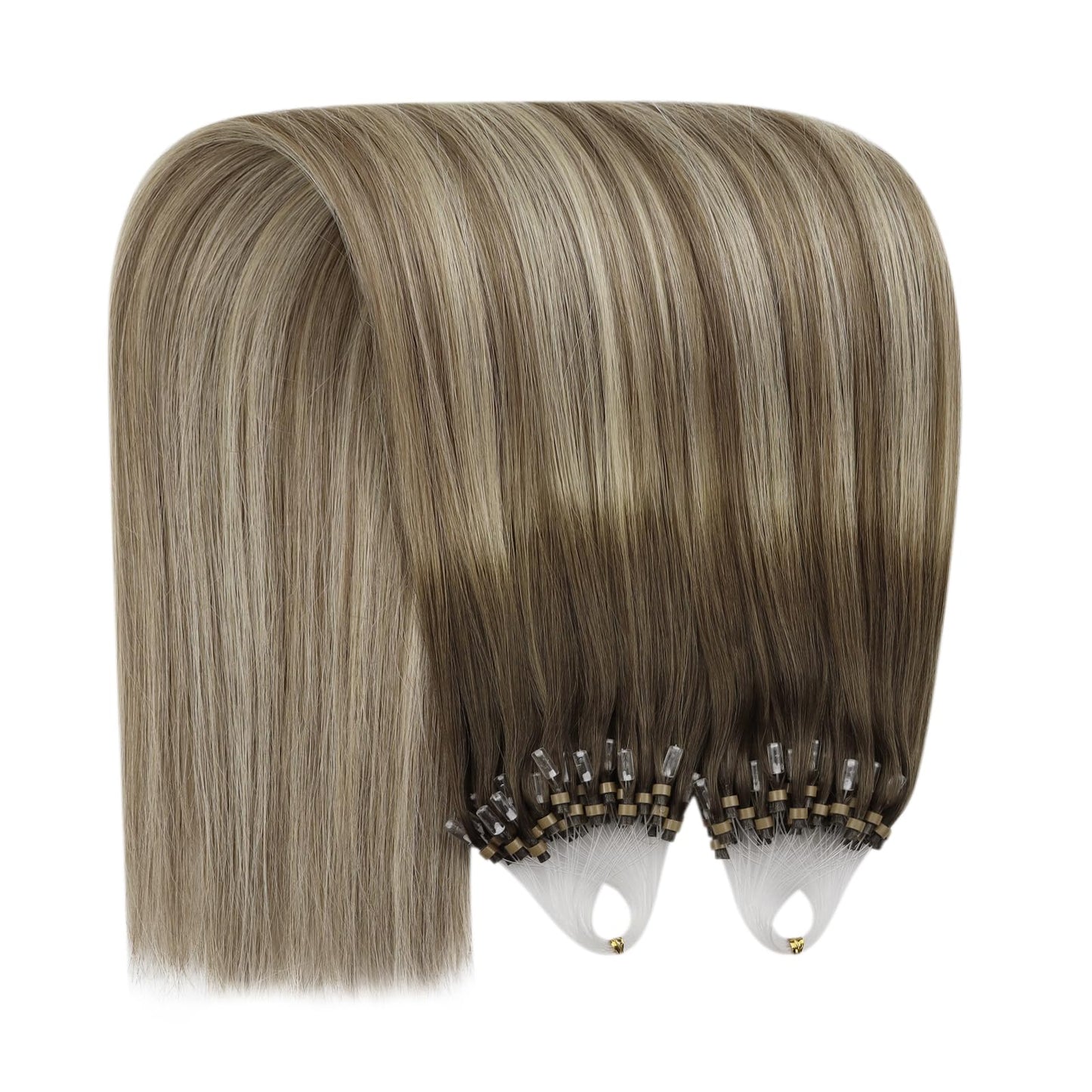 REMY premium Micro Link Hair Extensions Highlight Micro Loop Hair Extensions Real Human Hair Light Brown Highlights Blonde Micro Extensions Real Human Hair Add Hair Volume 18 Inch 50s/50g