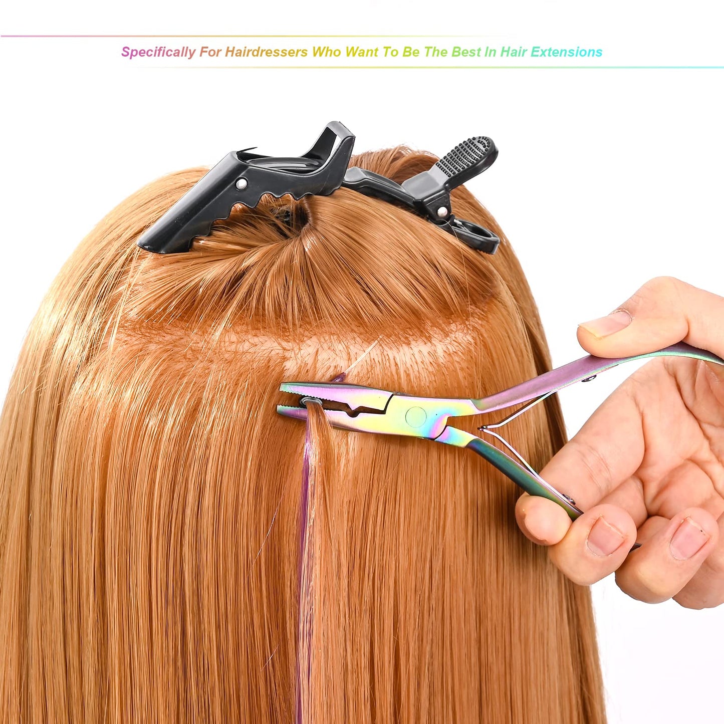 EHDIS Tape in Hair Extensions Pliers Stainless Steel Flat Surface Extensions Tape Sealing Clamp Pliers Tool (Type A)