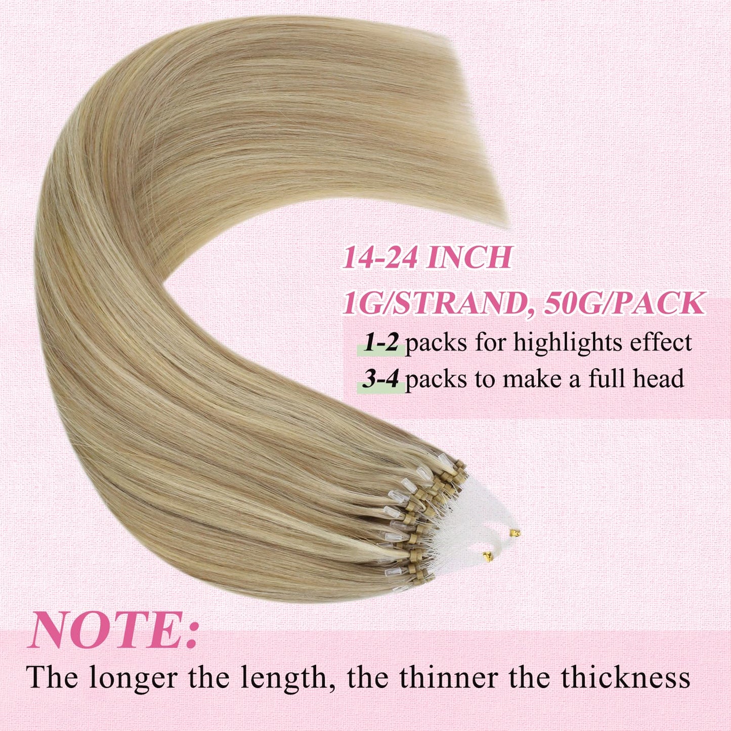 REMY premium Micro Link Hair Extensions Highlight Micro Loop Hair Extensions Real Human Hair Light Brown Highlights Blonde Micro Extensions Real Human Hair Add Hair Volume 18 Inch 50s/50g