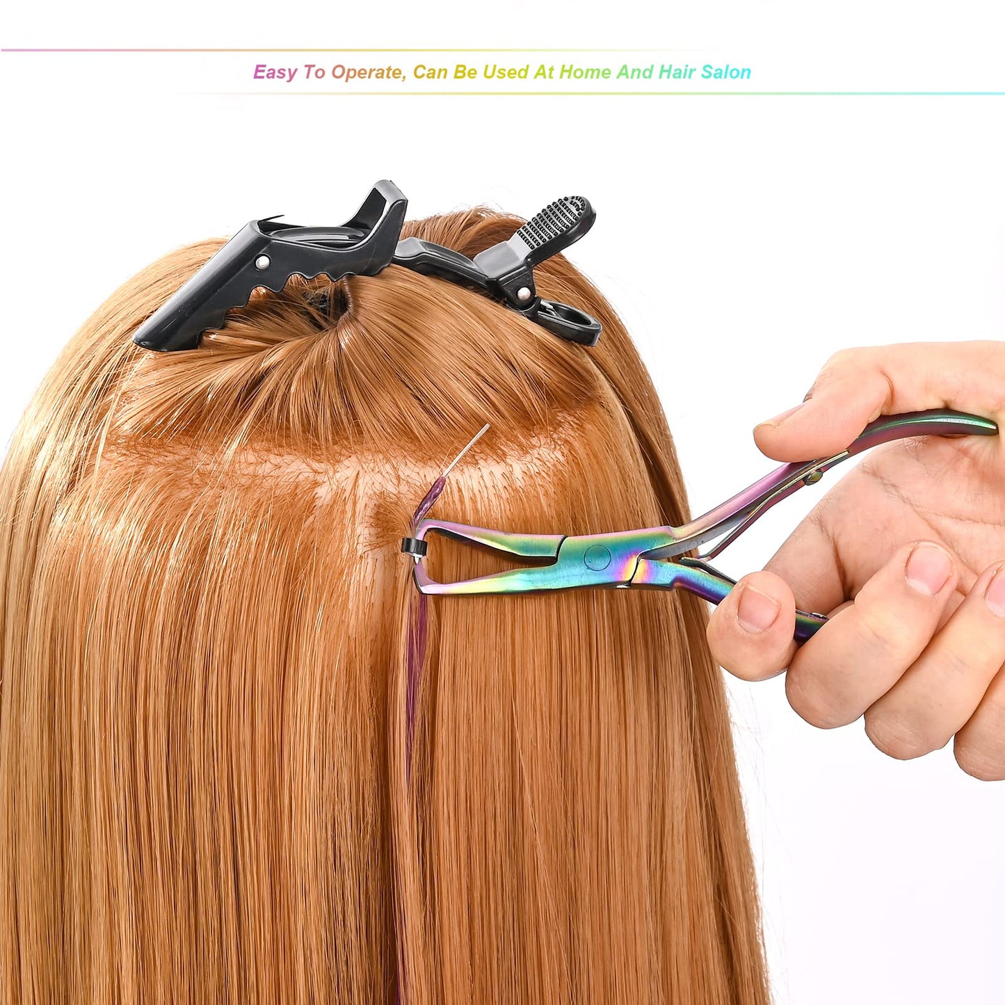 EHDIS Tape in Hair Extensions Pliers Stainless Steel Flat Surface Extensions Tape Sealing Clamp Pliers Tool (Type A)