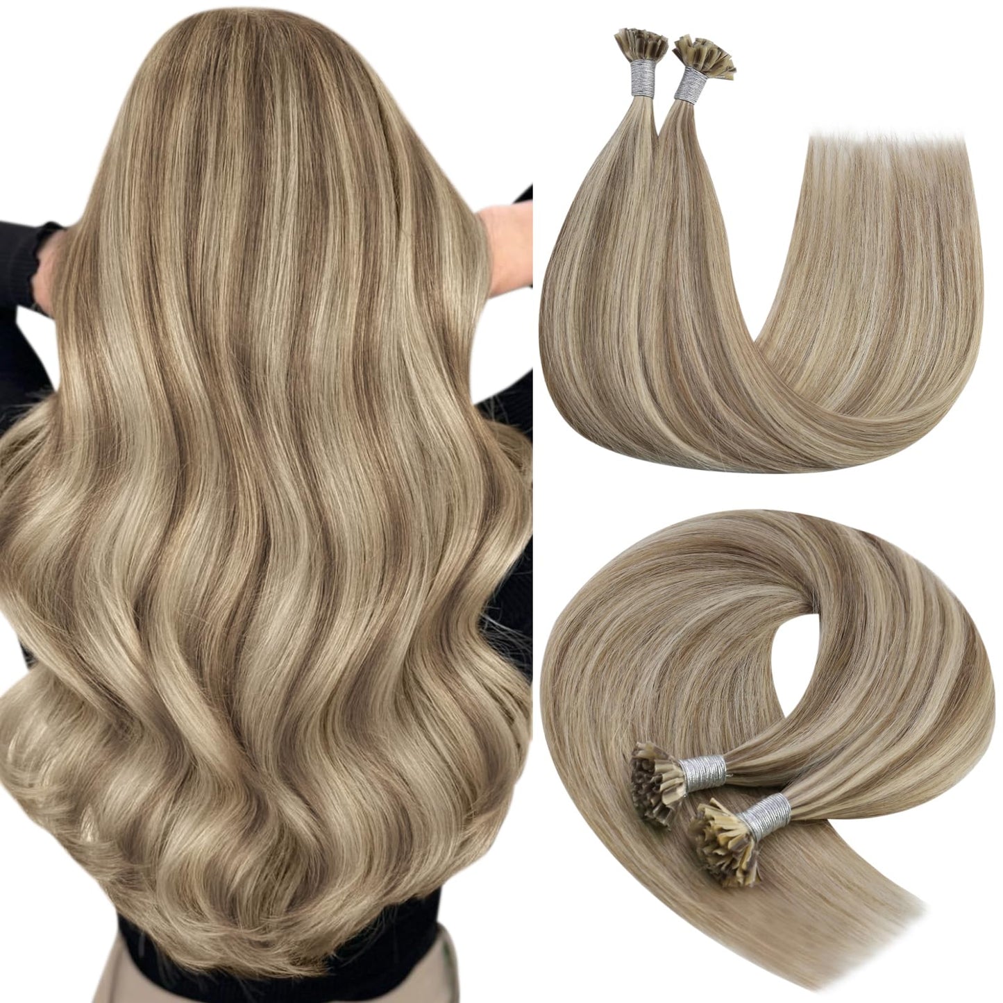 REMY premium Micro Link Hair Extensions Highlight Micro Loop Hair Extensions Real Human Hair Light Brown Highlights Blonde Micro Extensions Real Human Hair Add Hair Volume 18 Inch 50s/50g