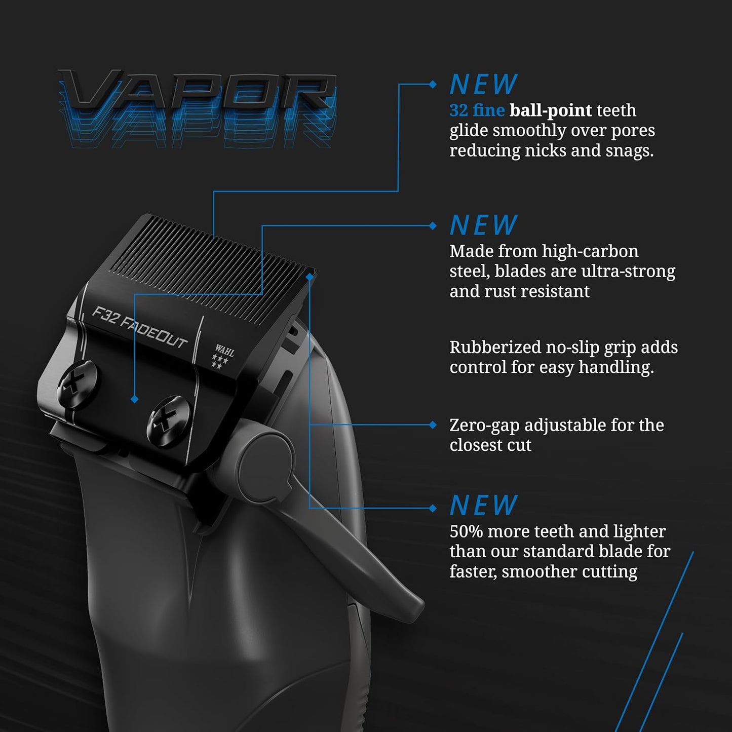 Wahl Professional 5-Star Vapor Clipper with F32 FADEOUT Adjustable Balding Blade, Adaptable Speed Control, Cord/Cordless