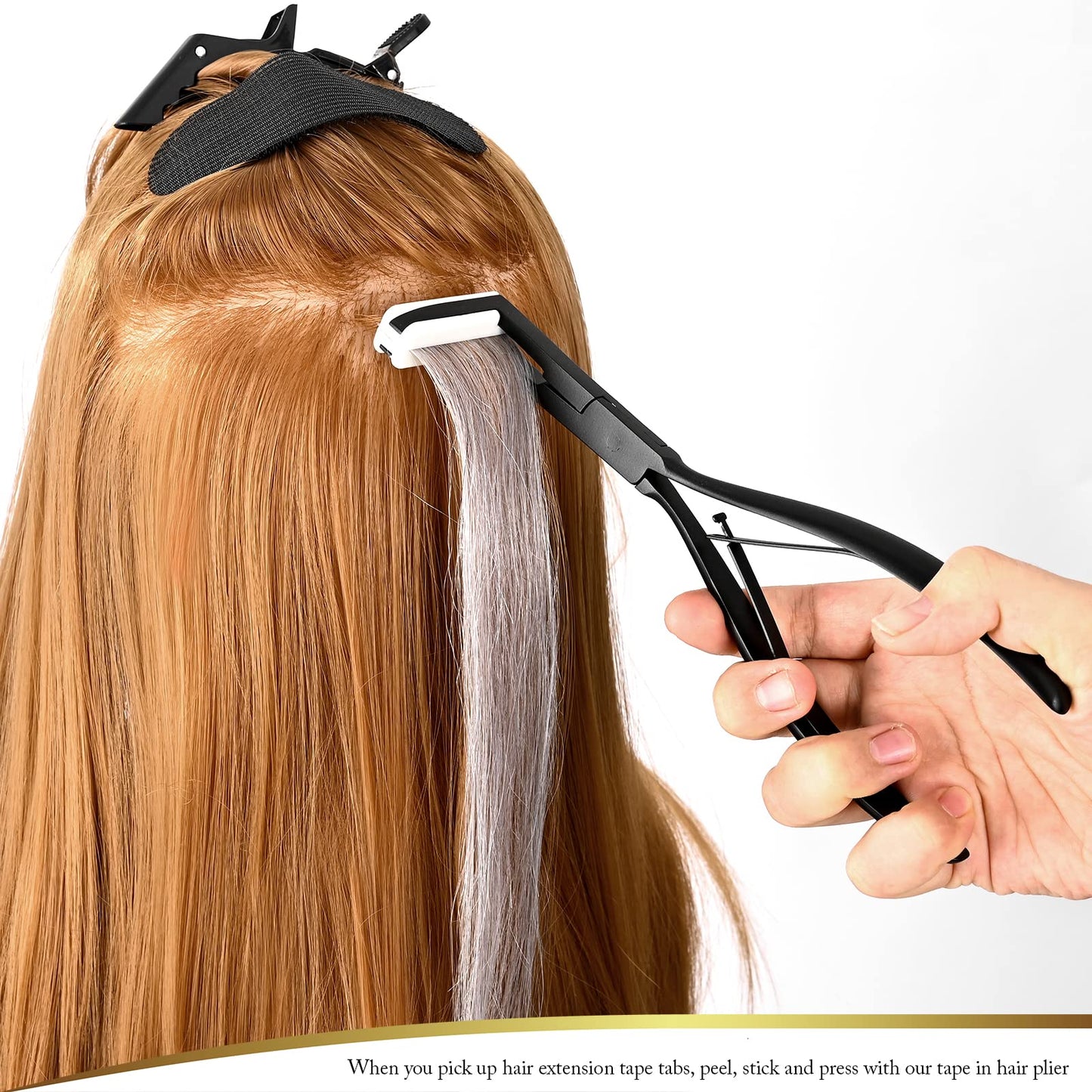 EHDIS Tape in Hair Extensions Pliers Stainless Steel Flat Surface Extensions Tape Sealing Clamp Pliers Tool (Type A)