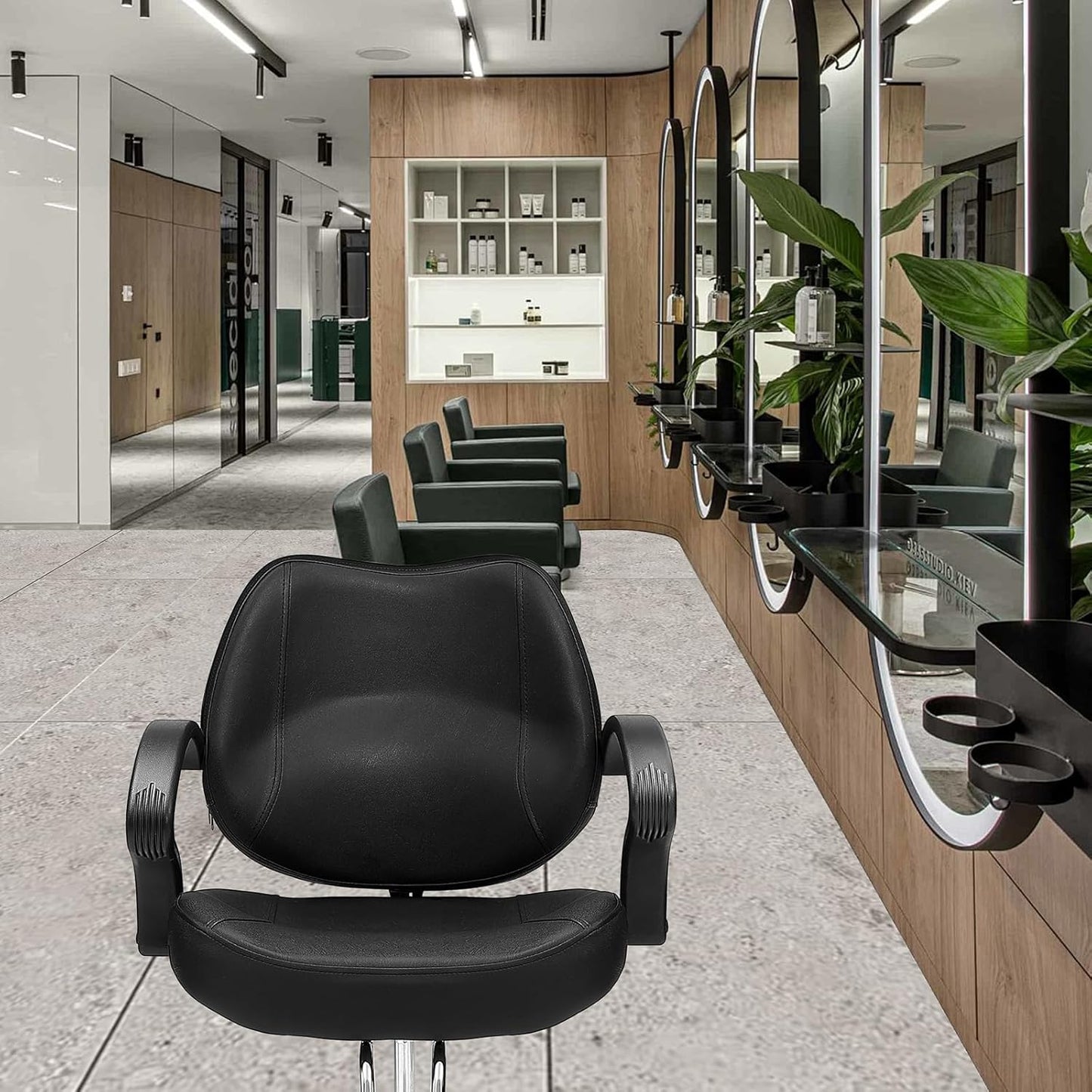 VEVOR Salon Chair, Barber Chair for Hair Stylist, Styling Chair with Heavy Duty Hydraulic Pump, 360° Swivel Hair Salon Chair with Footrest for Beauty Spa Shampoo, Max Load Weight 330 lbs, Black