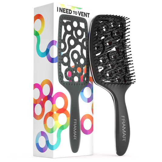 FRAMAR Professional Wet Hair Brush - Vented Hair Brush For Women, Curved Hair Detangler Brush, Blow Dry Brush, Hair Brush Dryer, Brosse a Cheveux, Curly Hair Brush Hair Dryer, Detangling Hair Brush