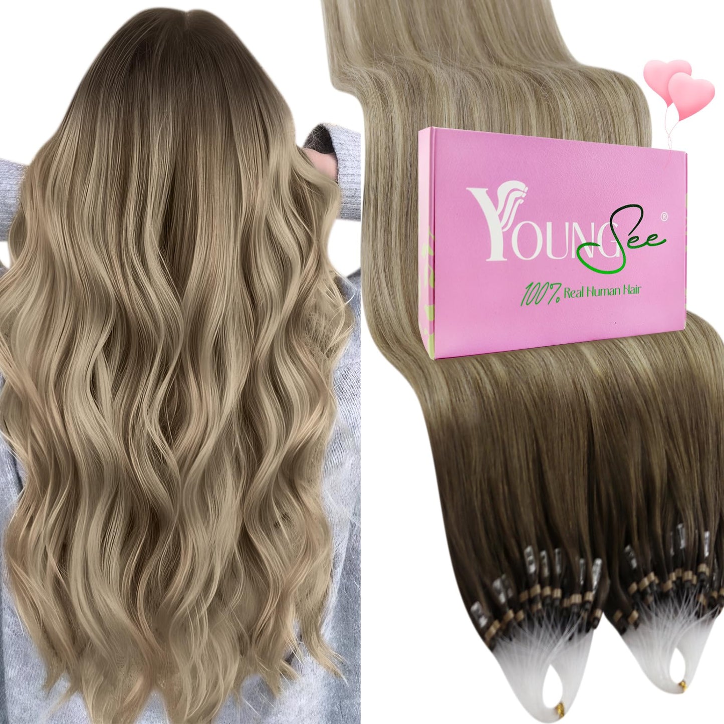REMY premium Micro Link Hair Extensions Highlight Micro Loop Hair Extensions Real Human Hair Light Brown Highlights Blonde Micro Extensions Real Human Hair Add Hair Volume 18 Inch 50s/50g