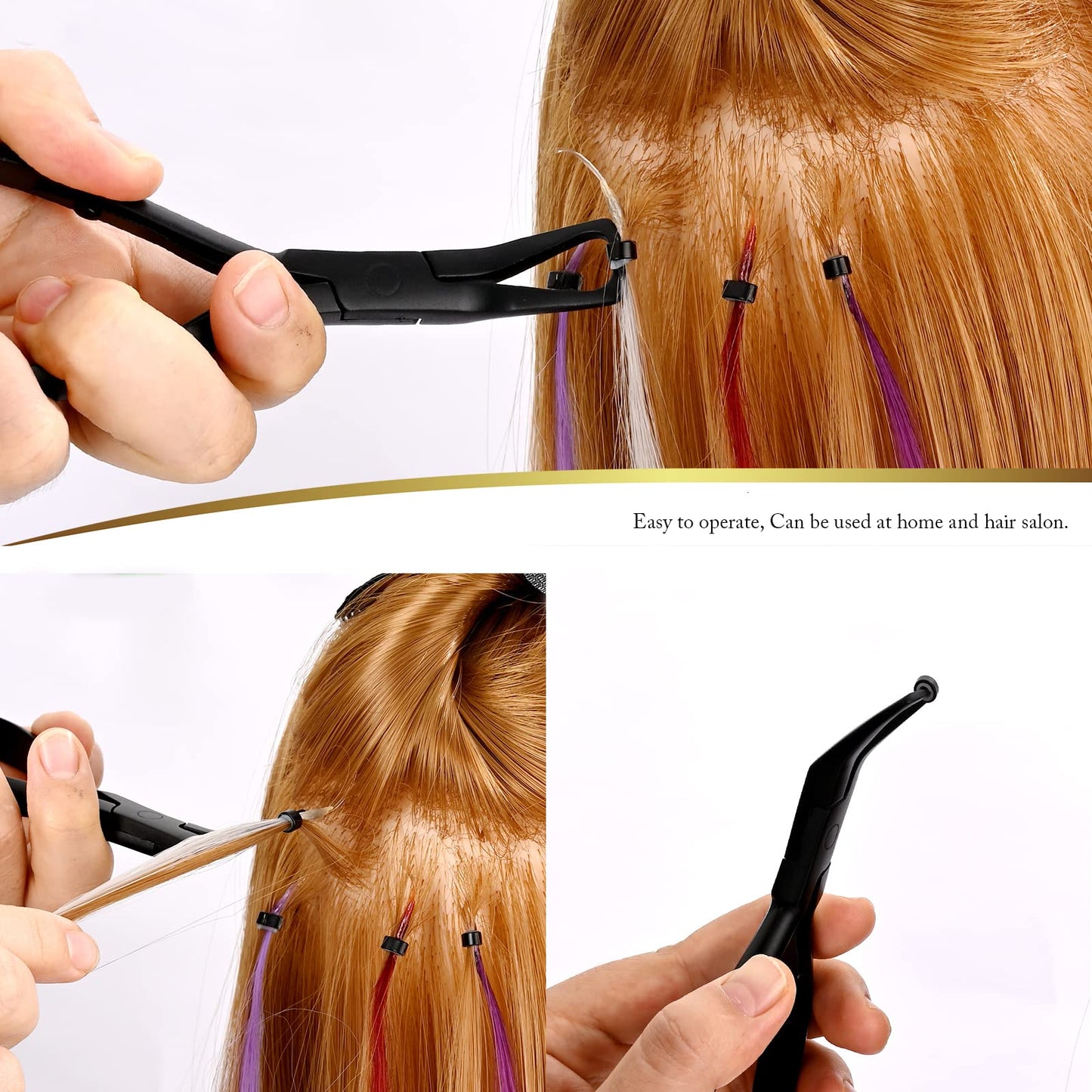 EHDIS Tape in Hair Extensions Pliers Stainless Steel Flat Surface Extensions Tape Sealing Clamp Pliers Tool (Type A)