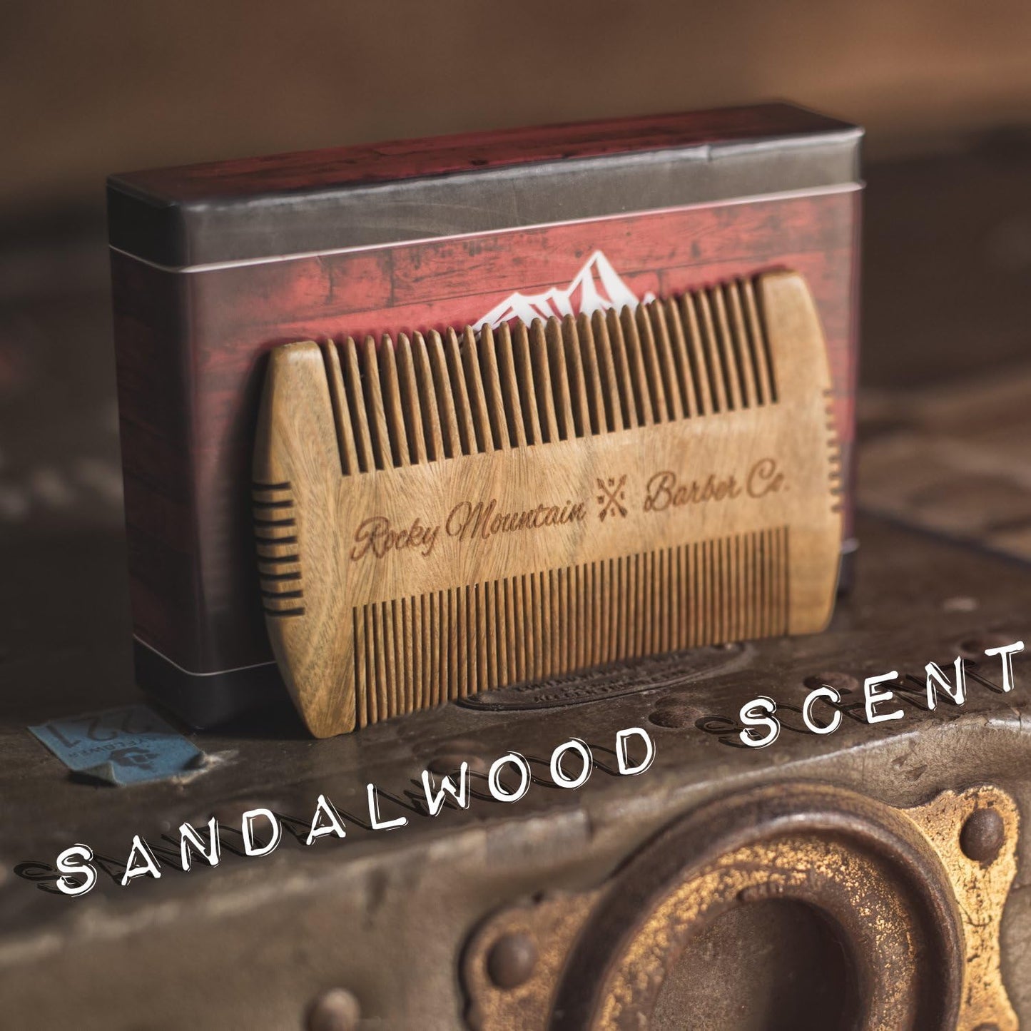 Beard Comb - Sandalwood Natural Hatchet Style Brush for Hair - Smells Amazing, Anti-Static & No Snag, Handmade Wide & Fine Tooth Contour Brush Best for Beard & Moustache with Carrying Case Pouch