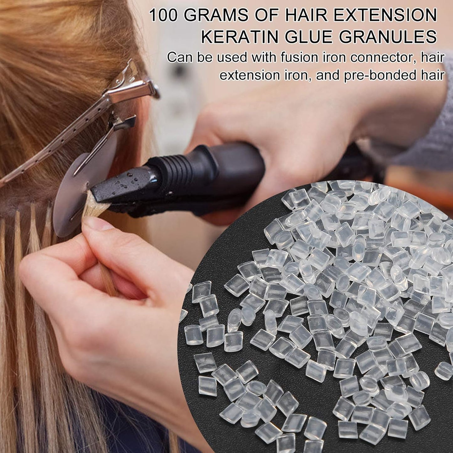 100g Hair Treatment, Hair Extensions, Hair Glue, Hair Bonding Glue Clear Granule Beads Hair Extension Granule Hot Extension Glue Bead Accessory