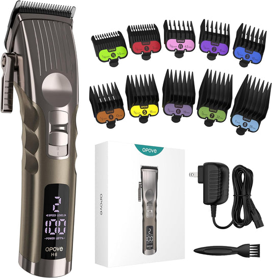 Opove H6 Professional Cordless Hair Clipper/Trimmer for Men - Salon Quality Haircutting Tool for Barbers, Stylists, Men, and Women, 3.5H Runtime with LCD Screen (Agate Gray)