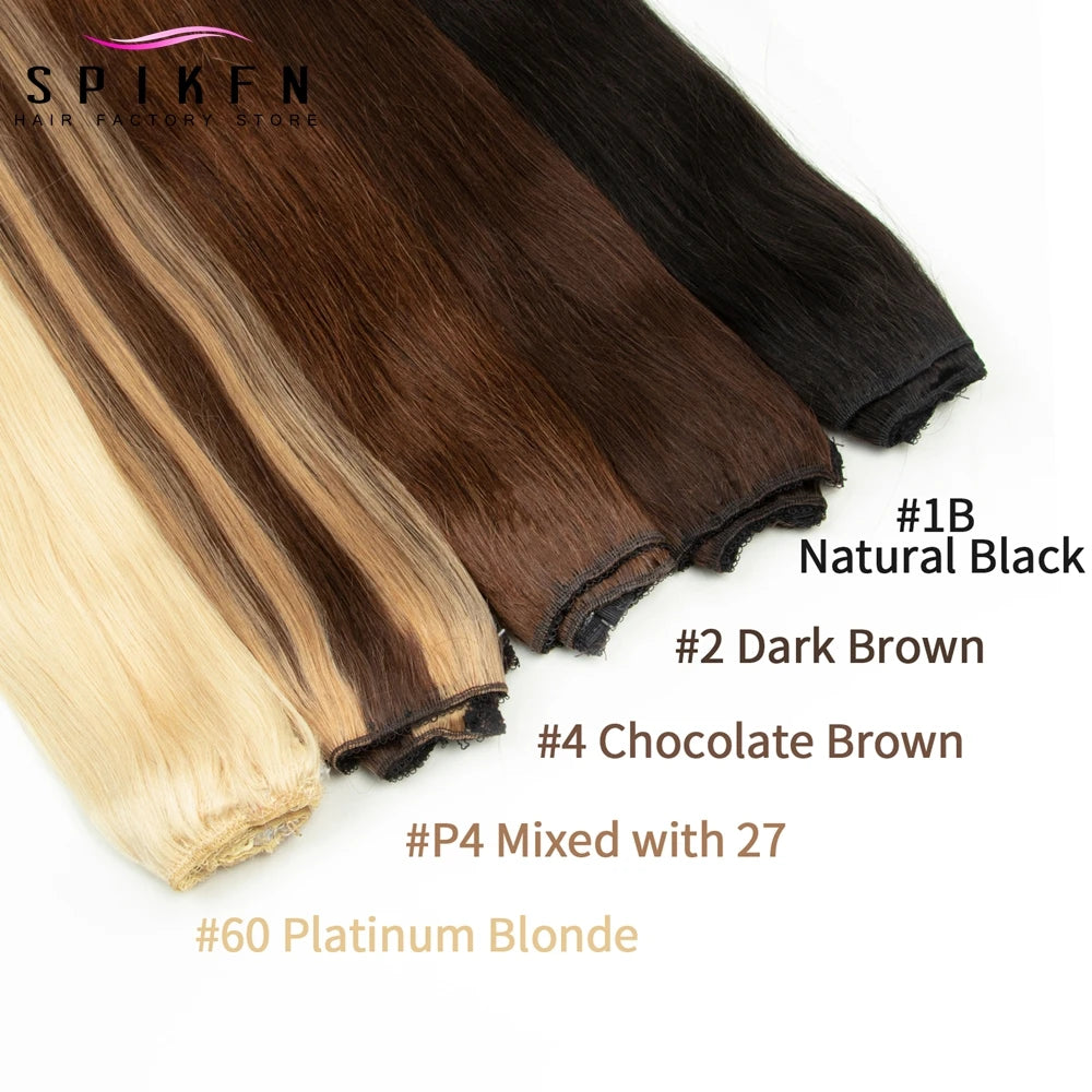 Invisible Wire in Human Hair Extensions Straight  4 Clips in Hair Extensions Human Hair 12-22" Real Natural Fish Line Hairpieces