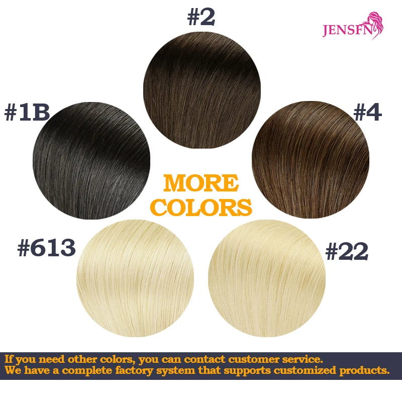 JENSFN Mini Tape In Hair Extensions 100% Remy Natural Human Hair 16"-26"Inch Straight Seamless  PU Skin Weft  Tape Ins For Salon