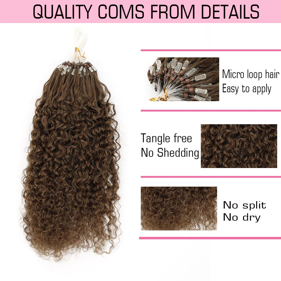 Audelami Micro Loop Hair Extensions Fusion Hair Extensions Easy Install Natural Human Hair Remy Hair Water Wave Soft Hair 50pcs