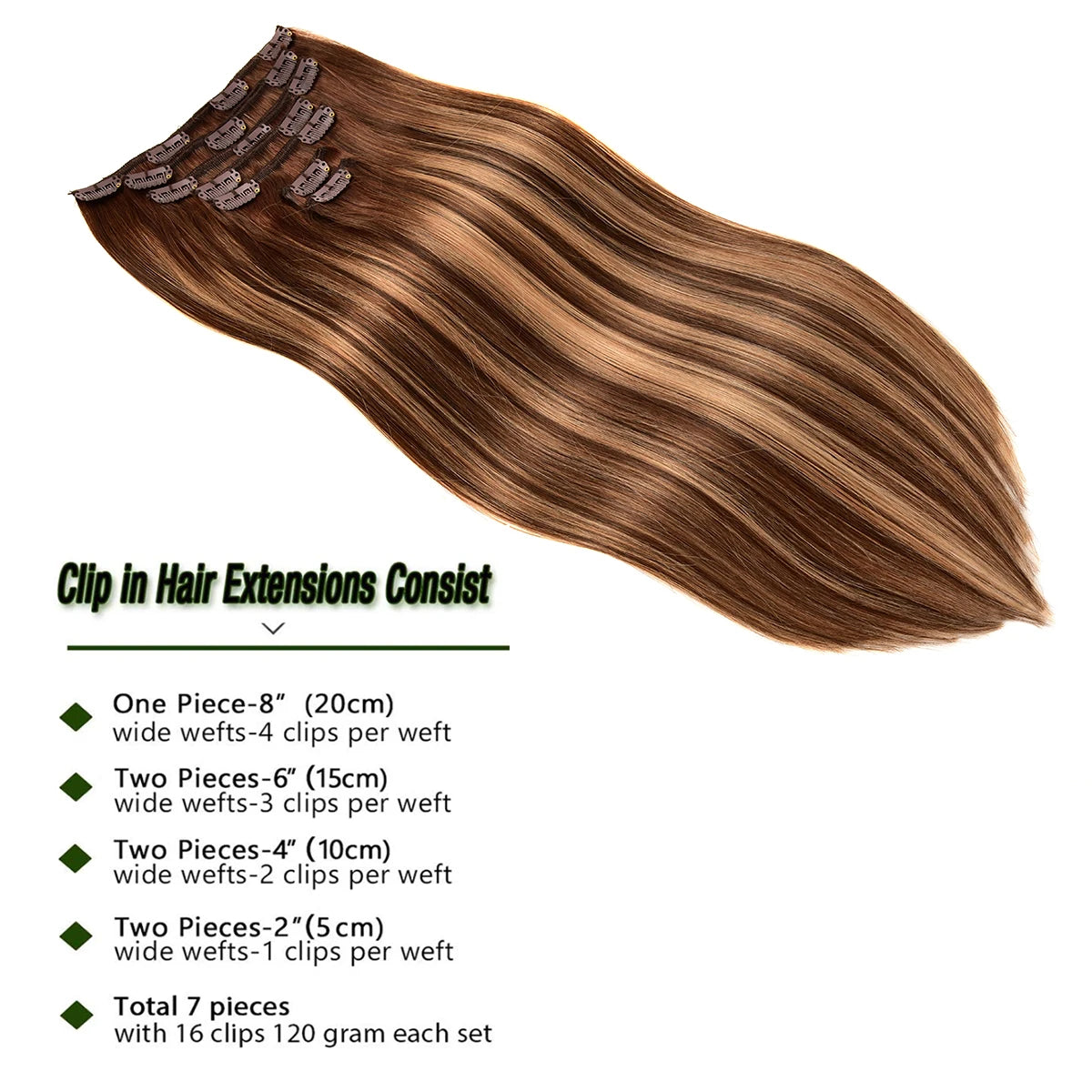 Real Human Clip in Hair Extensions Ormbre Human Hair Balayage Chocolate Brown to Caramel Blonde  Clip Ins hair Extensions