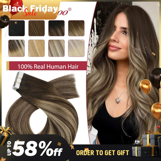 Moresoo 25G Tape in Human Hair Extensions 10 Pieces Natural Straight Remy Hair 14-24inches Blonde Hair Tape in Hair Extensions