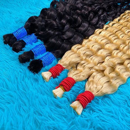 Deep Wave Double Drawn Afro Kinky Bulk Raw Vietnamese Indian Russian Brazilian Braiding Human Hair Extensions Hair Bundles Bulk