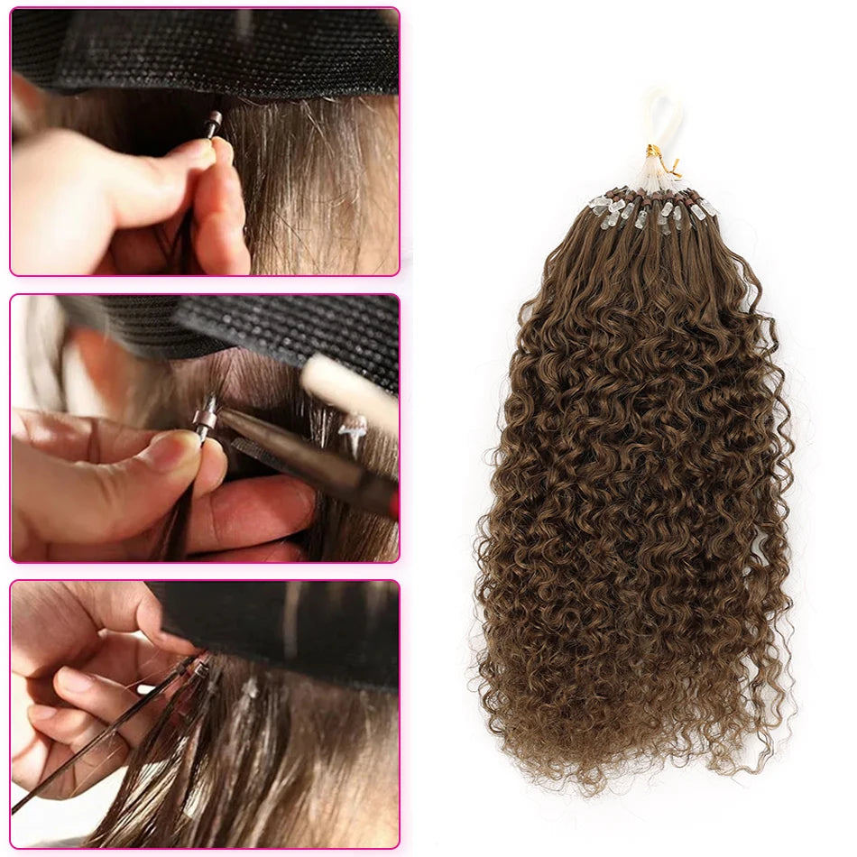 Audelami Micro Loop Hair Extensions Fusion Hair Extensions Easy Install Natural Human Hair Remy Hair Water Wave Soft Hair 50pcs