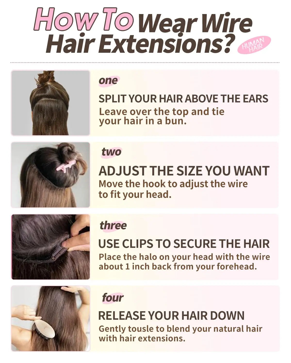 Human Hair Extensions Wire Hair #1B 100Gram Straight Layered Natural Hairpiece with Transparent Fish Line Human Hair Extensions